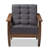 Baxton Studio Larsen Mid-Century Gray Upholstered Walnut Wood Lounge Chair 153-9162